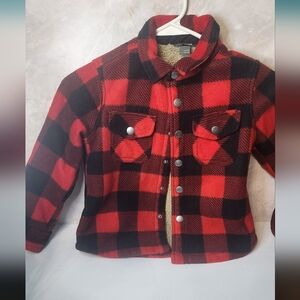 Boys Eddie Bauer Red and Black Plaid Jacket Size 4/5